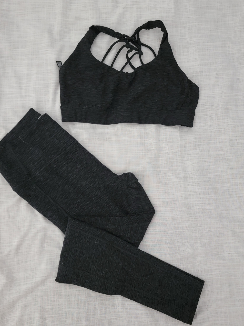 Victoria's Secret Black Strappy Sports Bra and Leggings Set